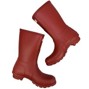 Hunter Original Short Rubber Rain Boots Womens 6 Military Red Adjustable Buckle